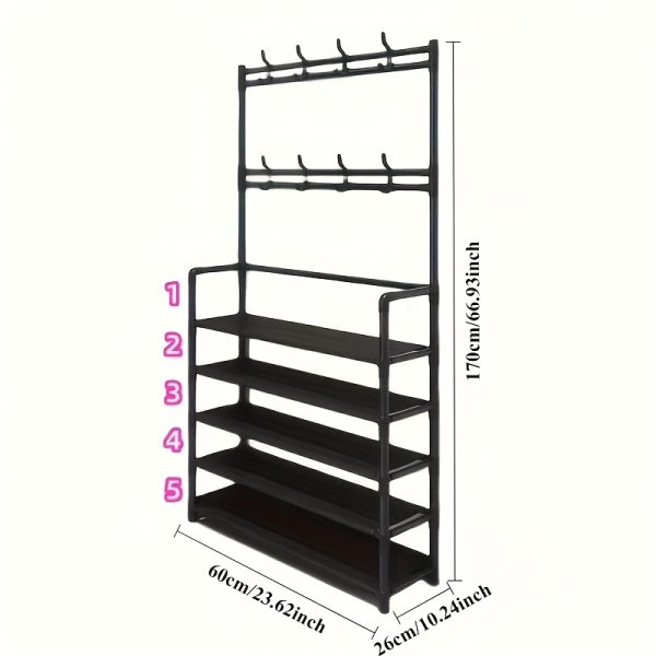 product-fancy-6a35c5a5-412e-4e00-881c-787ab84ce03b 5-Tier & 3-Tier Multifunctional Storage Rack, Entryway Organizer for Shoes & Hats, Ideal for Home, Living Room, Dorm, with 10 White Shoe Storage Bags Included