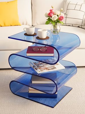 Bedroom Acrylic Bedside Table Side Table Irregular Storage Rack, Large-size Office Magazine Rack Bookcase Bookshelf, Living Room Side Table Coffee Table