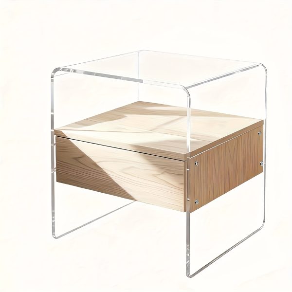 product-fancy-6a75f55e-53bb-415d-a0ef-3fe365f48a3d Clear Acrylic Nightstand with Drawer -Transparent Pre-Assembled Bedside Table, Durable Thick Acrylic End Table for Bedroom, Living Room, Dorm & Small Spaces, Modern Minimalist Accent Furniture, Contemporary Decor, Sleek Design, Apartment Dwellers