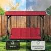 3 Person Patio Porch Swing Outdoor Converting Swing Glider Hammock with Adjustable Canopy, Cushions for Outside Backyard, Garden (Pillow Not Included)