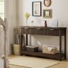 product-fancy-6a970156-01a4-4cdd-886e-d84d8887b7bf 51 IN Fluted Console Table with 3 Drawers, Modern Entryway Table with Metal Handles, Sturdy Solid Wood Design, Hallway Table with Storage, for Living Room And Hallway