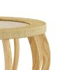product-fancy-6ac85ddd-69f7-460f-b0c7-052c12899de1 35.43” Vintage Boho Round Coffee Table Suitable for Living Room, Solid Wood & Engineered Wood with Curved Legs, Space-Saving Low-Profile Center Table, Natural, Assembly for Bedroom, Apartment, Rustic Decor