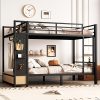 product-fancy-6b06c564-b030-441c-82f9-39d4261eb5ff BELLEMAVE Full Over Full Size Metal Bunk Bed with Storage Shelves, Drawers And Pegboard, Heavy-Duty Loft Bed with Noise-Reduced Design, No Box Spring Required, Black