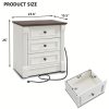 product-fancy-6b167698-e47c-4d79-8360-a770a7c1f8d7 26 Inch High Farmhouse Bedside Table Set of 2, 3 Drawer Side Table with Charging Station, 23.6 Inch Wide Side Table with Roman Posts, Wooden Country Style Bedside Table for Bedroom, Living Room