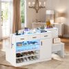product-fancy-6b174c9d-58d0-4fad-adc5-6717b20f43b4 Wardrobe Armoire Closet with Charging & LED Light, Walk-in Closet Island Dresser with Glass Showcase, 4 Drawers & Doors, Modern Cabinet Organizer with Bench, Wardrobe Clothes Organizer with Closet Shelves (White)