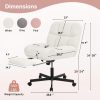 product-fancy-6b3aee46-8649-4b78-85ab-43ea0cb42566 Vanity Chair with Footrest, Teddy Fleece Vanity Chair, Height Adjustable Swivel Desk Chair, 90°-120° Recline, with Wheels, for Bedroom, Home Office, Makeup
