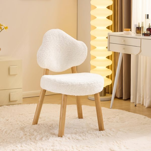product-fancy-6b65248f-b3c2-4933-9f7a-6f46b2278923 Bonnlo Cute Armless Vanity Chair | Modern Desk Chair With Wood Legs, Plush Chenille Velvet Cloud-Back Comfy Makeup Accent Chair For Bedroom Living Room Office