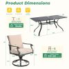 7pcs Outdoor Patio Dining Set with Swivel Chairs And Square Metal Table, Weather- Furniture Set for Garden, Backyard, Balcony, Or Lawn