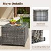 [Outdoor Coffee Table] 24" Square Outdoor Coffee Table Suitable for Backyard, Balcony & Deck - Handwoven PE Wicker Frame with Tempered Glass Top, All-Weather Bistro Table, Glass for Patio Furniture, Compact for Small Spaces, Garden Entertaining