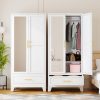 product-fancy-6bbbebbb-6518-4f9d-84b3-2324343e9678 Bedroom with Mirror Wardrobe, 71 Inch High Wardrobe with Drawers, Clothing Storage Cabinet with Adjustable Shelves And Hangers