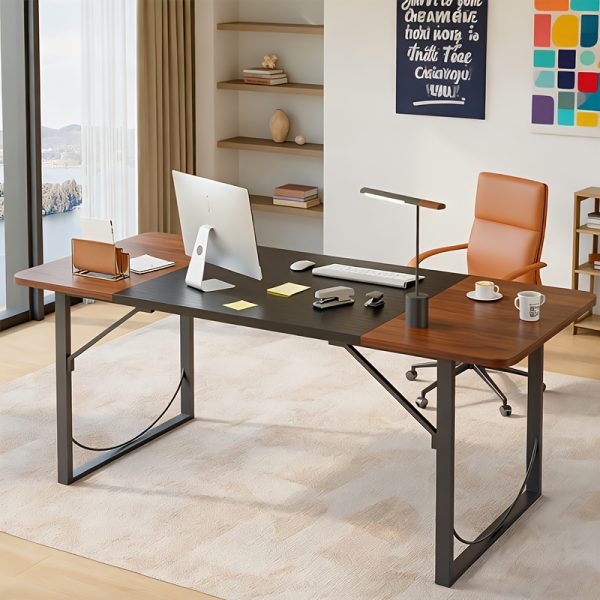 product-fancy-6bc04de5-b2c3-4b90-8922-5b48108fa6e0 Executive Office Desk 63 Inches with Headphone Hooks, Modern Workstation for PC Laptop, Vanity Table, Craft Table, Office Furniture, Unique Color Matching Design, Computer Desk for Small Spaces, for home Office Workspace Gaming Desk with Metal Frame