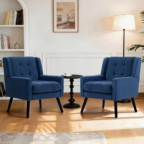 product-fancy-6bdd5d83-10fc-4a8b-ba3a-df971a725c88 Mid-Century Modern Tufted Accent Chair, Ergonomic Wingback Armchair with Detachable Armrests, Linen & Suede Fabric Lounge Chair for Living Room Bedroom Office