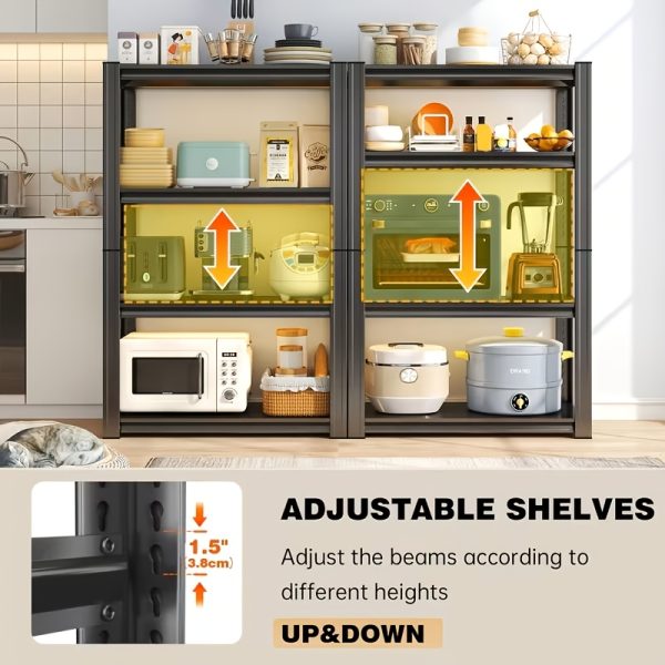 product-fancy-6bde5e41-0f3a-4d9d-8221-95eef1c45d0e 5-Tier Heavy-Duty Adjustable Kitchen Storage Shelf with Modular Shelving System & -Standing Suitable for Kitchen Organizers, Garage Tools, Microwave Stand, Baker's Rack, Utility Shelves - Assembly, Space-Saving Unit