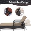[3pcs Wicker Chaise Set] LEVELEVE 3pcs Outdoor Wicker Chaise Lounge Set with Foam Cushions & Tea Table - All-Weather PE Rattan Recliner Chairs Suitable for Backyard, Poolside, Patio Furniture, Adjustable Chaise Loungers for Deck, Porch, Garden