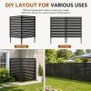 [Outdoor Privacy Fence] 38" X 71" Outdoor Privacy Fence Screen, Black Wooden Slatted Panels With Sturdy Metal Stakes, 12" Ground Insert, Garden Privacy Fence For Air Conditioner Cover, Patio, Yard, Pet Fence And Outdoor Decoration