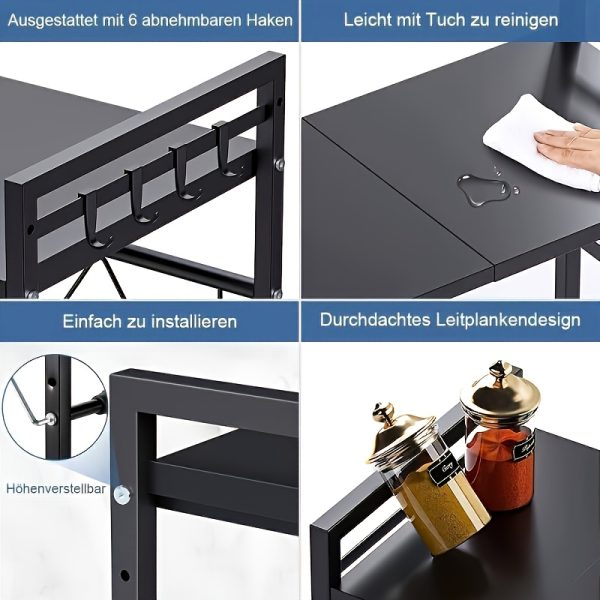 product-fancy-6c089390-deb4-4575-9221-0898290fda93 1pc Triangle Shelf with Hooks, Expandable Metal Microwave Oven Rack - Vertical Countertop Storage Rack for Toaster Oven, Air Fryer, Rice Cooker And Other Appliances - Easy to Install, Sturdy Metal Construction, Space-Saving Design