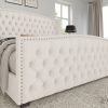 product-fancy-6c38fd3c-a04c-400b-ab02-f2f024f78bfe Handcrafted Velvet Bed Frame Featuring a Wingback Headboard, Adorned with Button Tufting And Nailhead Accents, Supported by Wooden Slats.