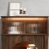 product-fancy-6c446b67-f7d3-4c05-b632-9bc13a4f44f4 Contemporary Storage Unit Featuring Two Shelves And One Compartment, a Display Cabinet with a Glass Door, a Bookshelf with Sleek Handles, Suitable for The Living Room, Office, And Entryway, Stylishly Designed in Brown