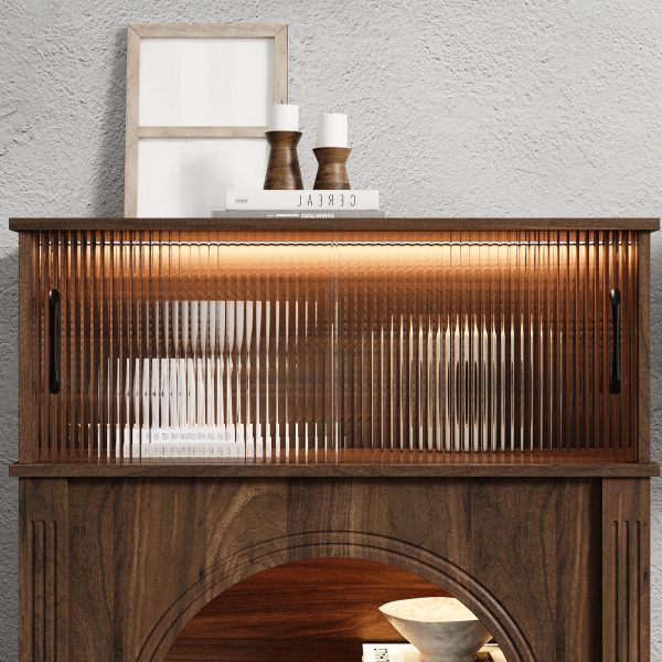 product-fancy-6c446b67-f7d3-4c05-b632-9bc13a4f44f4 Contemporary Storage Unit Featuring Two Shelves And One Compartment, a Display Cabinet with a Glass Door, a Bookshelf with Sleek Handles, Suitable for The Living Room, Office, And Entryway, Stylishly Designed in Brown