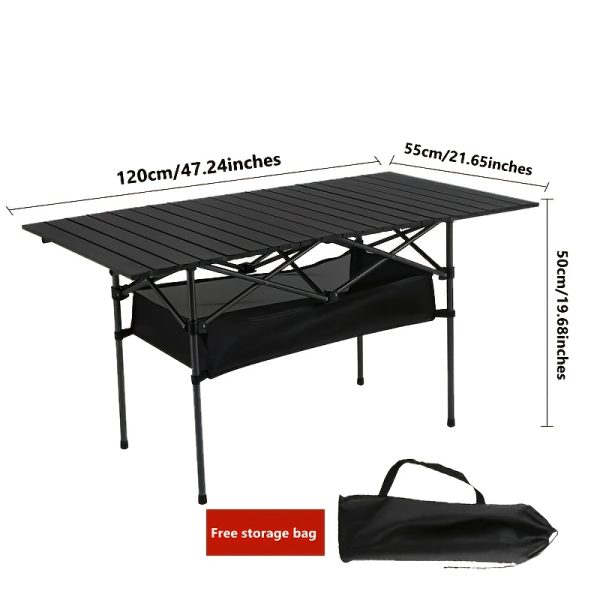 product-fancy-6c52ee0f-3ddc-41b0-bdbe-8250a909dfcb Lightweight Aluminum Folding Camping Table Portable Roll-Up Design for Outdoor, Camping, Beach, BBQ, Patio, And Picnic, Durable & Waterproof with Carrying Bag