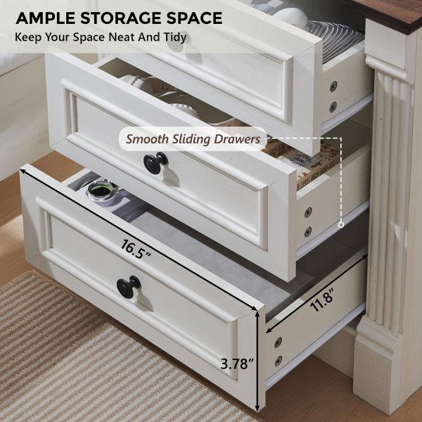 product-fancy-6c961641-9005-45d7-9791-107077e2a96a 26 Inch High Farmhouse Bedside Table Set of 2, 3 Drawer Side Table with Charging Station, 23.6 Inch Wide Side Table with Roman Posts, Wooden Country Style Bedside Table for Bedroom, Living Room
