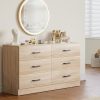 A Six-Drawer Dresser Designed for The Bedroom Featuring Spacious Drawers, Substantial Wooden Dressers, And a Chest of Drawers, Ideal for Modern Closets And Living Rooms
