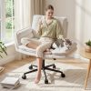 product-fancy-6ce169da-1fe0-4592-a36a-74fa55bb8a8b Modern Office Crossover Wheelchair, Luxurious Plush Vanity Chair with Wheels, Adjustable Armrests, Ergonomic Office Chair Suitable for Bedrooms, Computer Makeup Rooms, And Offices, Available in White, Black, Pink, And Gray, Stable And Durable