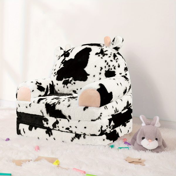 product-fancy-6cfb13c4-dd41-4ac4-80d7-9017a3a86454 Kids Chair Plush with Removable Cover, Kids Sofa to Lounger, Kids Couch for Kids Over 18 Months, Toddler Recliners for Kids (Cow)