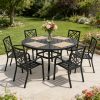 5/7pcs Outdoor Dining Set, Including 4/6 New Dining Chairs And 1 Round Table (53"/41") - Heavy Iron Frame, Adjustable Umbrella Holes (1.57"-1.97")