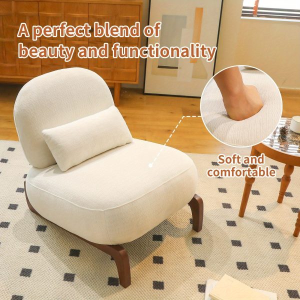 product-fancy-6d2043c5-d5c0-48f5-87ac-e3fdd5cfbbfc Cute Accent Chair with Solid Wood Legs, Velvet Living Room Chair with Soft Cushion, Cozy Bedroom Chair, Comfy Armless Reading Chair for Apartment, Waiting Room, Balcony