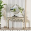 AESOME Luxury Elegant Mirrored Console Table 47.24 Rectangular Silver Mirrored Entryway Table Lantern-Shape Pattern Decor with Golden Rim Legs Sofa Side Tables Long Hallway Table for Foyer, Entrance, Offices Decor