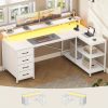 product-fancy-6d5c2bbe-721a-4b69-8de1-e49832a505e8 L-Shaped Workstation Featuring Four Drawers, Storage Shelves, And LED Lighting, Suitable for a Home Office