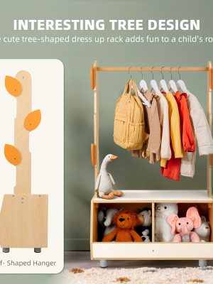 Costume Storage Solution, Tree-Shaped Dress-Up Rack for Children, Costume Organizer with Storage Cabinet, Ideal for Rooms, Living Areas, Playrooms, And Daycare Facilities