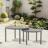 product-fancy-6d992030-a28b-4b56-bef5-66f585ba34f3 2pcs Black Aluminum Round Outdoor Coffee Table Set | Nesting Side Table with Round Tabletop, Powder Coated Aluminum Frame, Suitable for Garden Balcony