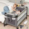 5in1 Baby Bassinet SleeperBeside Crib With Diaper Changer Mattress Storage& Foldable Bassinet. The Product Weighs 12 Kg. The Upper Bunk Has A Weight Limit Of 15 Pounds For Infants, While The Lower Bunk Has A Weight Limit Of 50 Pounds For Infants.Gra