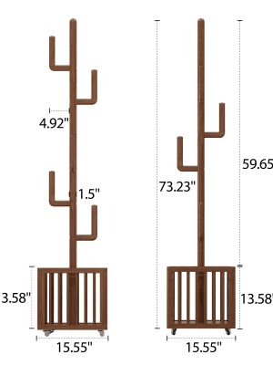Solid Wood Coat Rack Stand Hanging Clothes Rack with Storage Basket Storage Function Home Decor Free Shipping