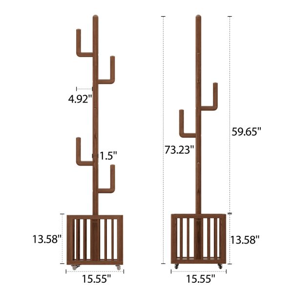 product-fancy-6dcbf79b-0a1d-4352-804f-ce07829fd152 Solid Wood Coat Rack Stand Hanging Clothes Rack with Storage Basket Storage Function Home Decor Free Shipping