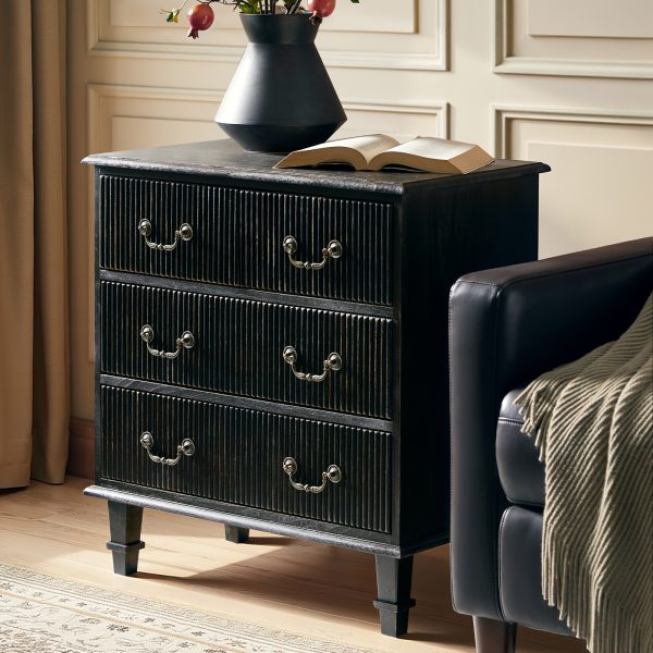 product-fancy-6dda586e-a75d-485a-94db-295711c2b410 French Country 3-Drawer End Table with Paulownia Wood - Space-Saving 30-Inch Rustic Nightstand, Assembly for Living Room, Bedroom, Entryway - Compact Storage Furniture ( Wood Grain)