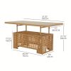 [Outdoor Wicker Table] Extendable Outdoor Wicker Coffee Table Measuring 51.25 Inches in Length And 27 Inches in Width, Featuring a Luxurious Brown Woodgrain End That Offers a Natural Feel And Outstanding Durability