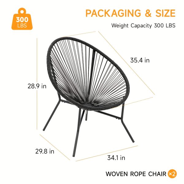 product-fancy-6e51d26b-0fb4-4547-afa3-8792d0a7b412 Set of 2/4/6 Acapulco Chairs for Outdoor Use, Contemporary Patio Furniture Collection, Woven Bistro Set Featuring a Metal Frame Suitable for Balconies, Lawns, Porches, And Gardens, in Black Color