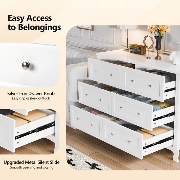 product-fancy-6e9899b3-afbc-453e-ab91-c02e2f6dd8d4 Bonnlo Wood Dresser Chest Of Drawers, Clothes Storage Dressers with Curved Legs And 6 Drawer for Bedroom