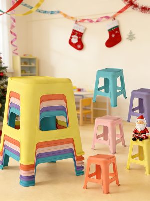 5/10 Pack Stackable Classroom Stools, 18.8" Height Colorful Nesting Plastic Stool, Portable Backless Chairs Flexible Seating for Classroom, School, Office, Home