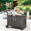 product-fancy-6ea6fe6b-dff0-4b1b-83fe-88cea704f68f JY QAQA Grill Cart With Storage, Outdoor Bar Cart Rolling BBQ Movable Pizza Oven Table Stand With Foldable Stainless Steel Top & Storage Cabinet, Black