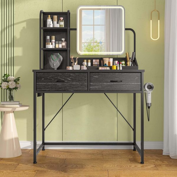 product-fancy-6eae3adc-eb38-496d-b733-12330025a3be Vanity Desk with Lights, Makeup Vanity with Power Strip, Dressing Table Set with 5 Large Drawers, Vanity Mirror 3 Lighting Color Adjustable