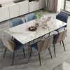 product-fancy-6ee1ba1b-7261-4428-aa89-a8ce97174dd7 AESOME 47.2" Dining Table - Rectangular 4-6 Seat Dinner Table With Marble Sintered Stone Table Top - Tapered Metal Legs For Dining Room Restaurant And Living Room Furniture