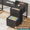 product-fancy-6eec5c71-5522-43fd-b95b-3aa3c20898fd L-shaped Desk with Drawers, 62.2-inch Home Office Desk Featuring Fabric File Drawers and Power Outlets, L-shaped Desk with Storage Cabinet, Storage Shelf, LED Light