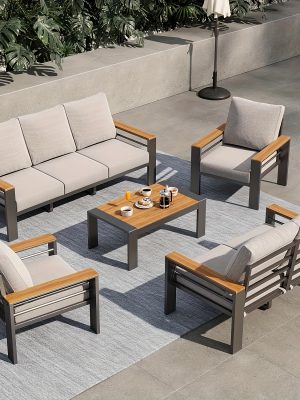 Aluminum Outdoor Patio Furniture Set with Upgraded Cushions And Armrests, Perfect for Backyard, Garden And Poolside Relaxation