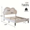 product-fancy-6f2c44d7-f59a-477d-be84-0d3044c61eaa LUXOAK LED Velvet Platform Bed Featuring an Adjustable Cloud Headboard - No Box Spring Needed, Easy Assembly