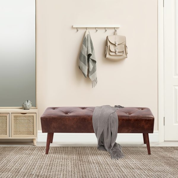 product-fancy-6f8ae4ab-f17b-46e4-91d3-05866c9046f6 44-inch Brown Pu Bench, Bedroom Bench, Living Room Shoe Bench, Suitable for Multiple Scenes, Multiple Colors Available