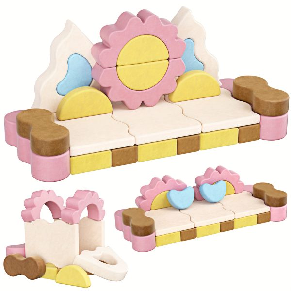 product-fancy-6fedba5e-bb61-4bae-805a-c20eca7731b5 23pcs Modular Kids Play Couches - Convertible, Multifunctional Foam Toddler Couches for Inspiring Child Creativity, Kids Nugget Sofas for Playroom & Bedroom (Flower Theme)